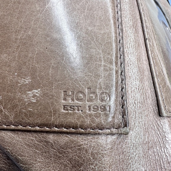 Hobo Est. 1991 Taupe Leather Kisslock Clutch Wallet Floral Interior Tan Black - Picture 8 of 11